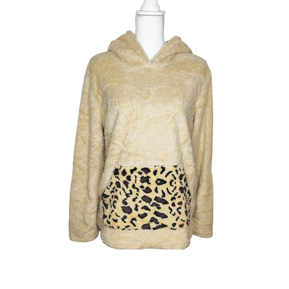 Women's Leopard Long-sleeve Plush Teddy Hoodie